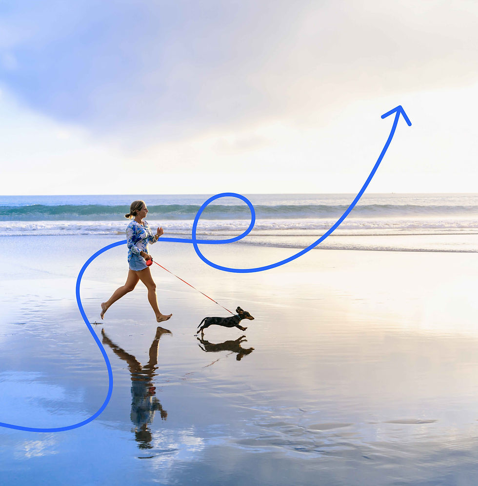 New home owner running on beach
